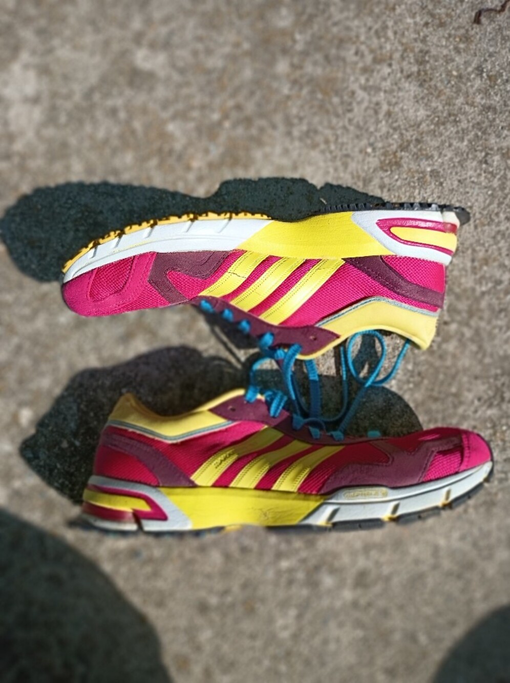 Adidas Marathon Trainers Pink Yellow Size 7.5